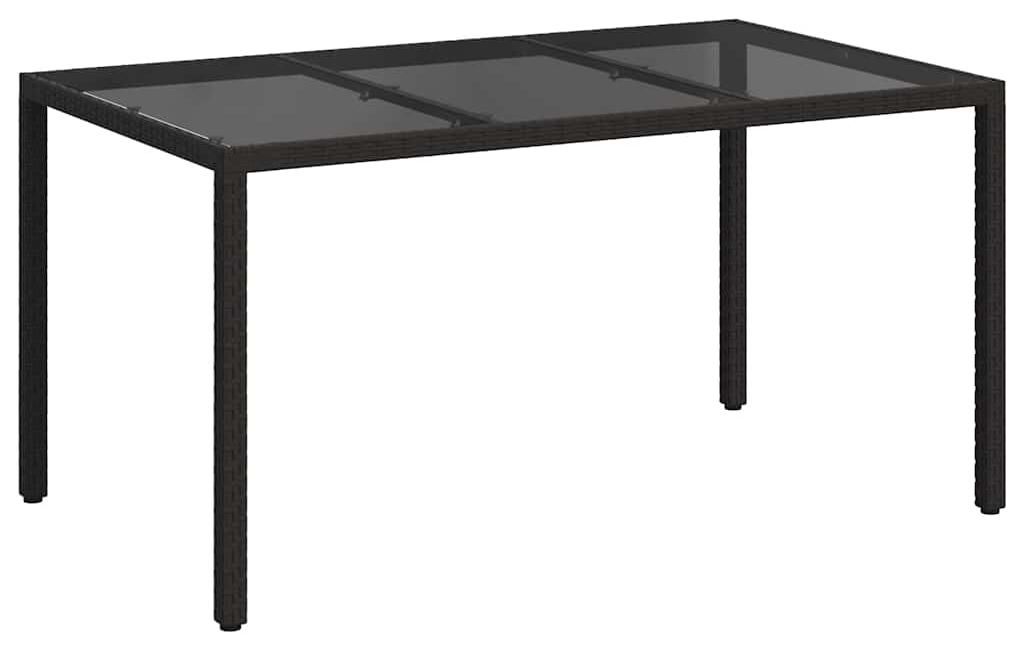 vidaXL Záhradný stôl, čierny, 150 x 90 x 75 cm, poly-ratan Obrázok produktu 
