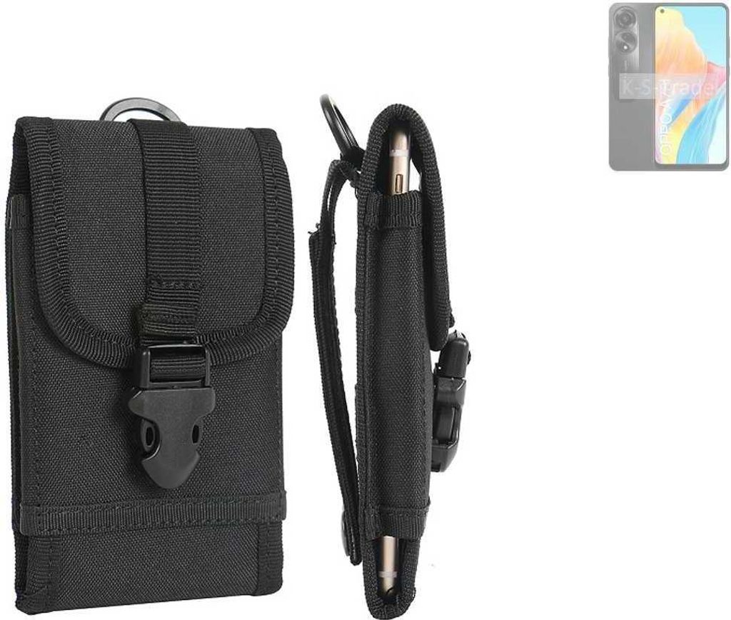 K-S-Trade Holster Handy Hülle kompatibel mit Oppo A78 4G Holster Handytasche Gürtel Tasche Schutz Hülle Robust Outdoor schwarz