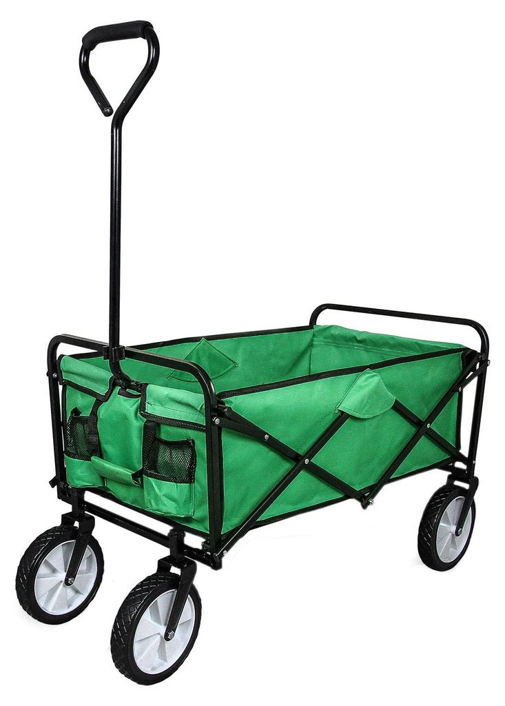 Geländegängiger, faltbarer Getränkewagen für Festivals und Strände, Grün, 70 kg Tragkraft, robuster, zusammenklappbarer Wagen mit Schwenkräd...