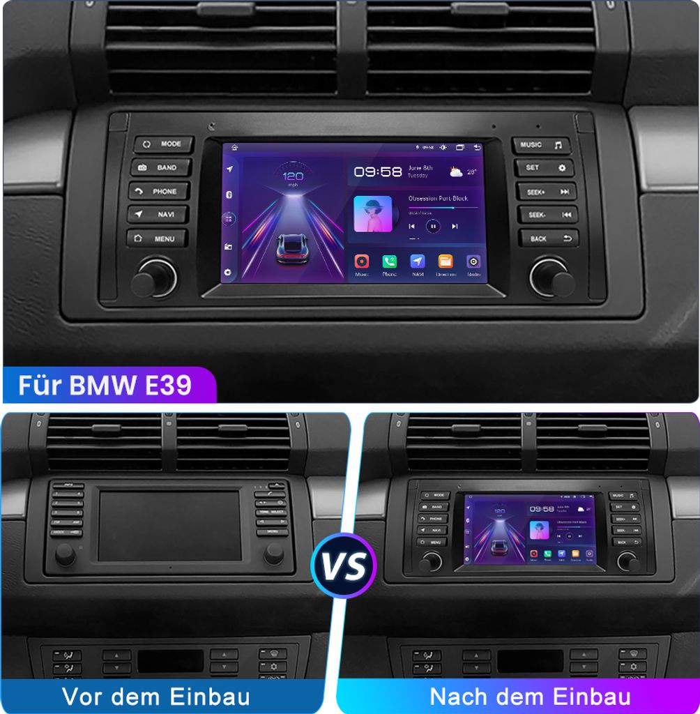 7 "Android12 Autorádio pre BMW E39 radu 5 carplay GPS Navi Obrázok produktu 4