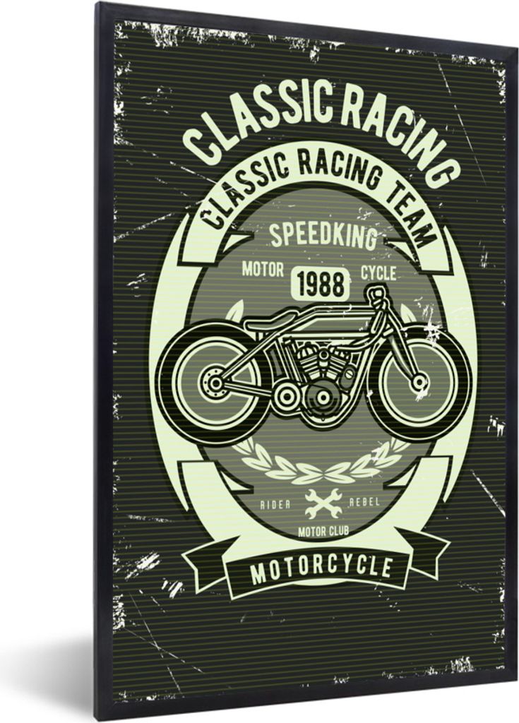 MuchoWow MuchoWow Gerahmtes Poster Motorrad - Vintage - Illustration - Zitat 20x30 cm - Poster mit zchwarzem Bilderrahmen - Drucken - Bilder Po...