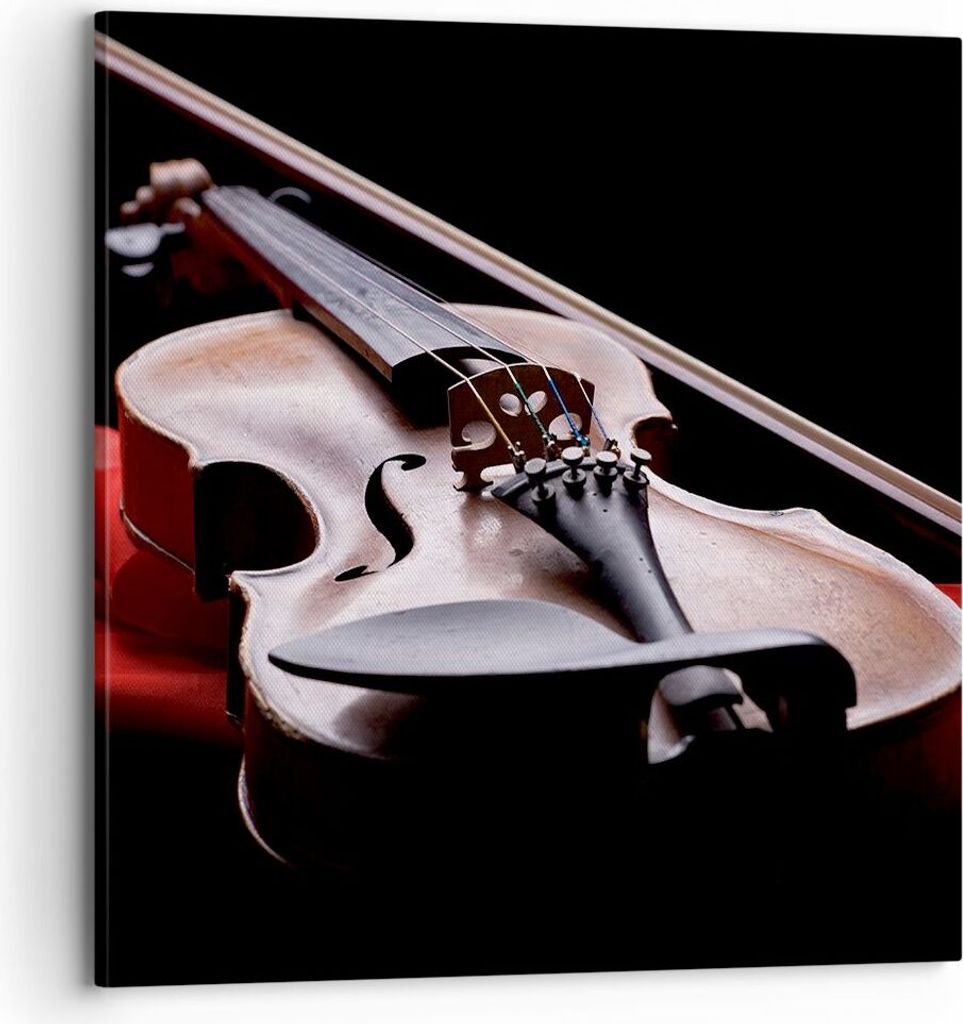 Bild auf Leinwand - Leinwandbild - Violine Harmonie Instrument Musik - 70x70cm - Wand Bild - Wanddeko - Leinwanddruck - Bilder - Kunstdruck - Leinw...
