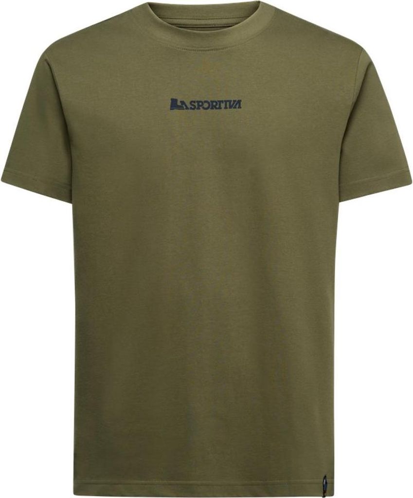 Eighties Logo T-Shirt M - Robust & nachhaltig fürs Klettern - La Sportiva, Größe:L, Farbe:E47B46-Cypress/Night Sky