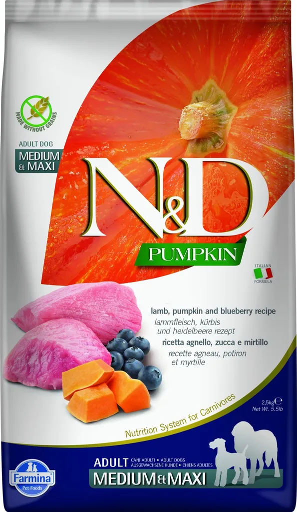 Farmina N&D Agneau et Citrouille Croquettes sans Céréales Chien Maxi 2,5kg