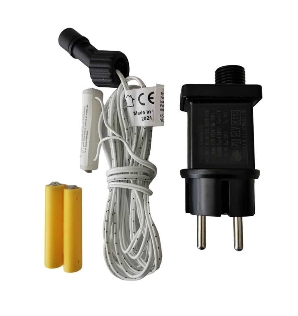 Adaptateur Pour Guirlande De Noël Kaemingk - Alimentation 6V Avec Piles AA, Câble 3 M - Noir