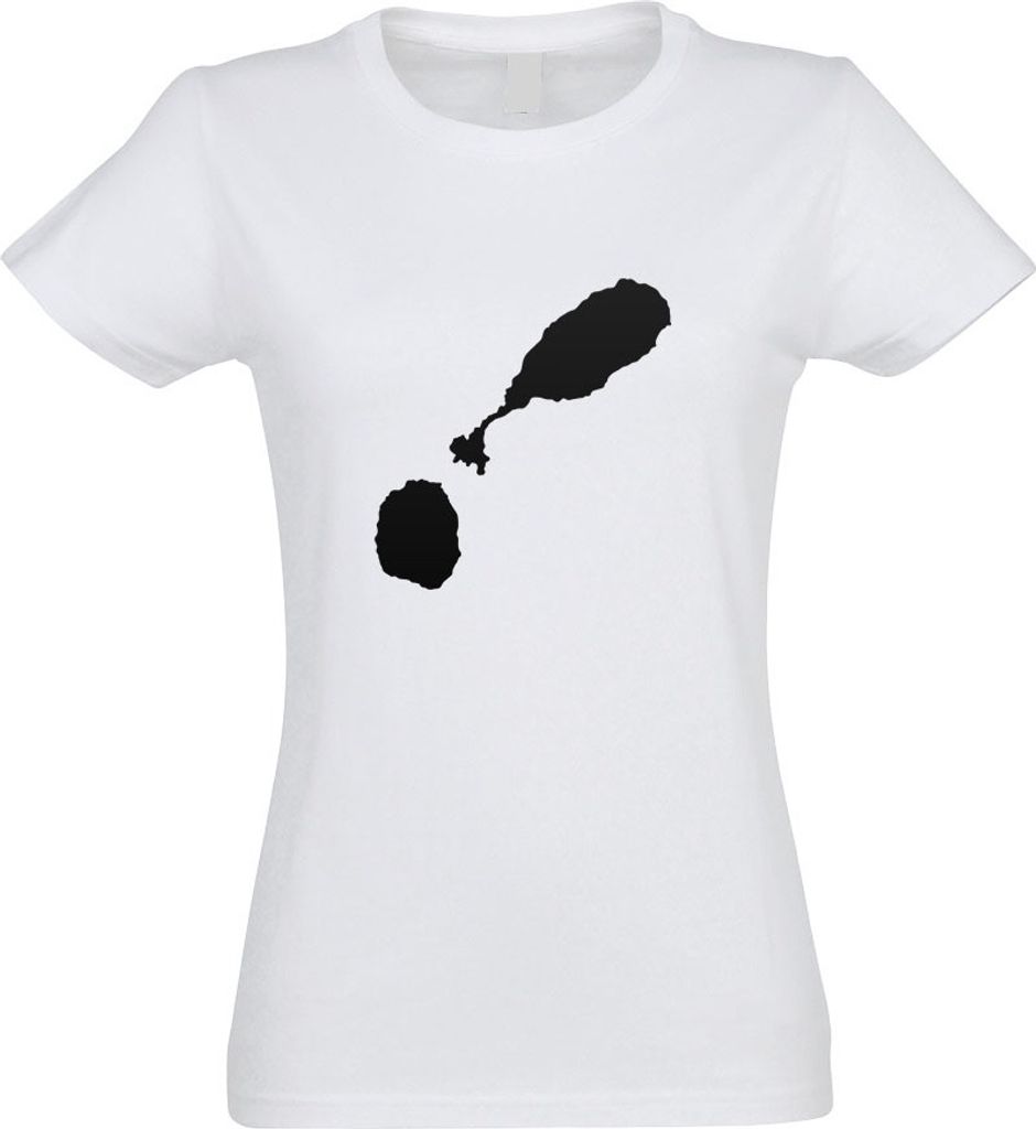 Kiwistar - T-Shirt tailliert - Damen - Weiss - St. Kitts und Nevis Umriss Kontur - mit Motiv Bedruckt - Funshirt Design - Sport - Freizeit - Damen - M