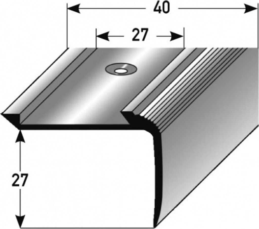 Treppenkante "Enna" / Kombiwinkel / Winkelprofil (Größe 27 mm x 40 mm) aus Aluminium eloxiert, gebohrt, von Auer Metall-bronze hell-2500