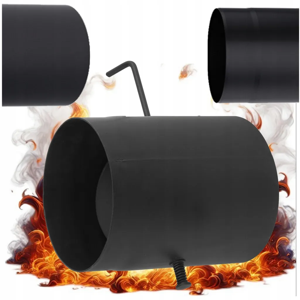 Tuyau de poêle Ø 200 mm en acier noir avec régulateur de tirage