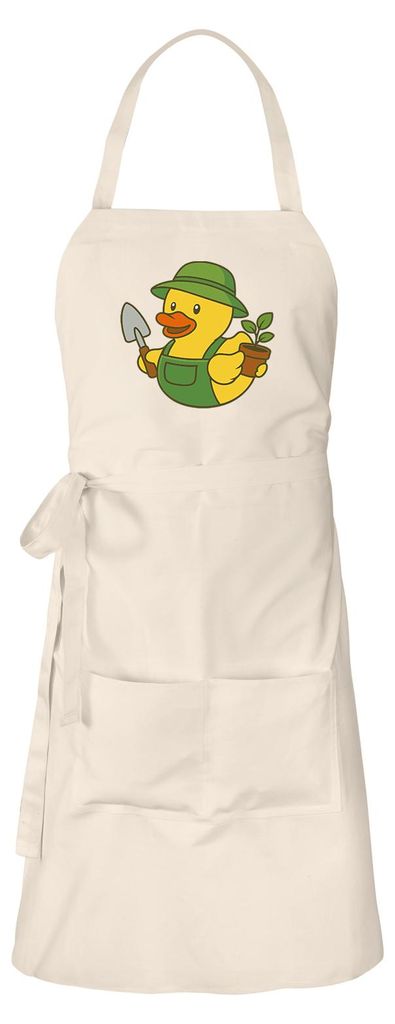 Huuraa Schürze Quietscheente Gartenbau Comic Gummiente Natur mit Taschen Baumwolle Kochschürze Geschenkidee