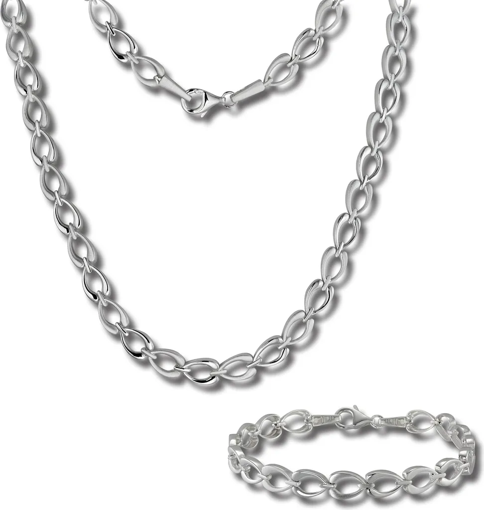 Parure Bijoux Femme Argent Ne Noircit Pas Collier Bracelet Coeur Solide