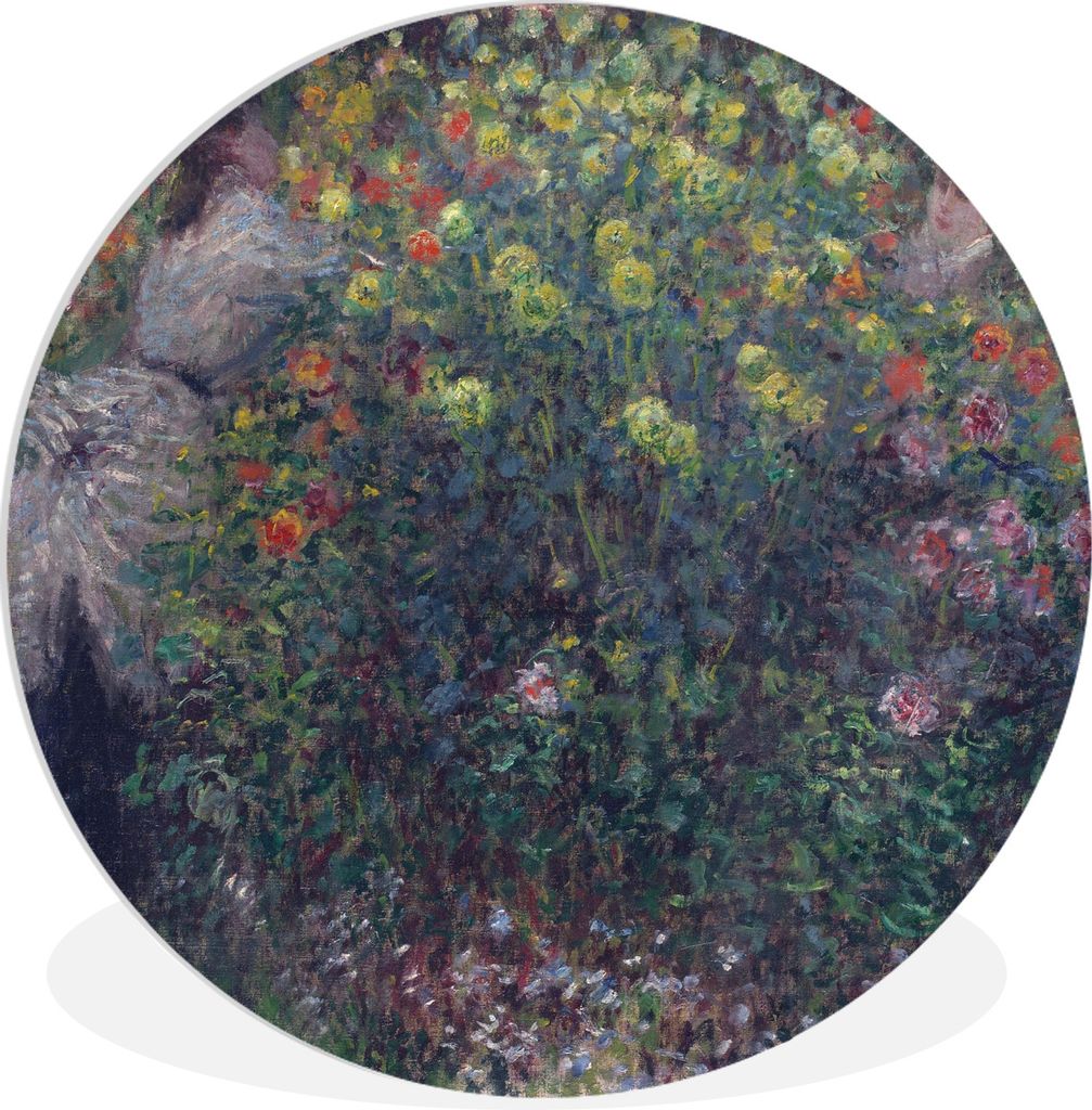 MuchoWow Rundes Wandbild - Runde Bilder Mädchen im Garten - Claude Monet Ø 90 cm Kreis Wanddekoration Kunststoff - Wandkreis - Wandschmuck - Wa...
