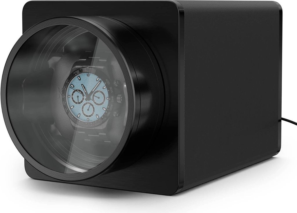 Klarstein TimeSync Uhrenbeweger – Leiser Mabuchi-Motor, , 5 TPD, Batteriebetrieb und Netzstrom, für 1 Automatikuhr, Schwarz – Uhrenbeweger fü...