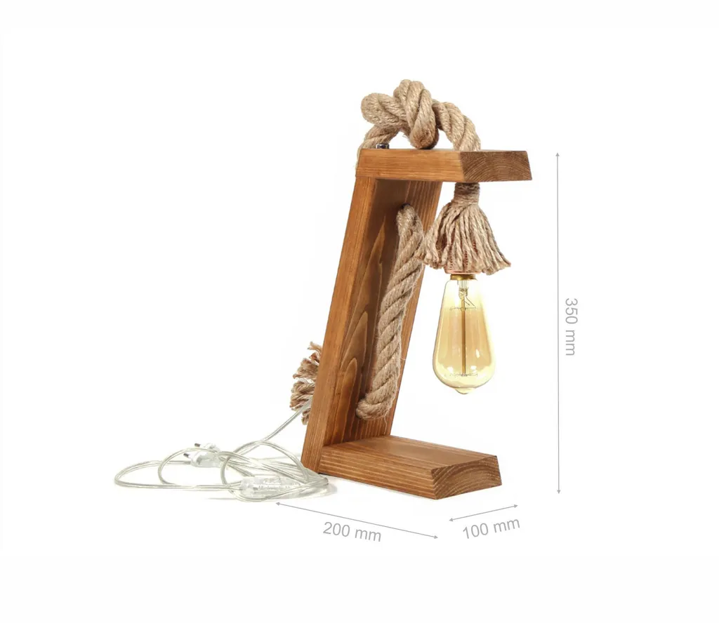 Petite Lampe de Table en Bois Gain de Place Opviq KN13 Marron 20x35x10cm