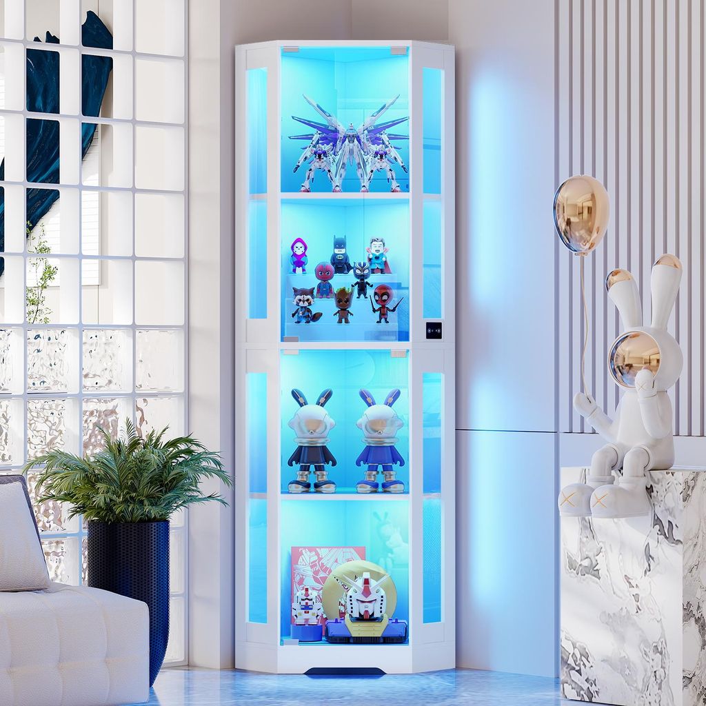 BROTTAR Eckvitrine aus Glas, dreifarbige LED-Beleuchtung Produktbild 