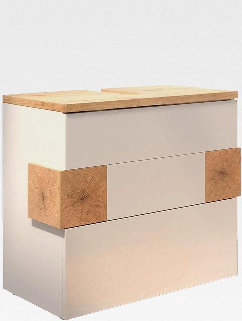 Waschbeckenunterschrank Eden, Weiß, 70 x 64.5 cm mit 2 Schubladen