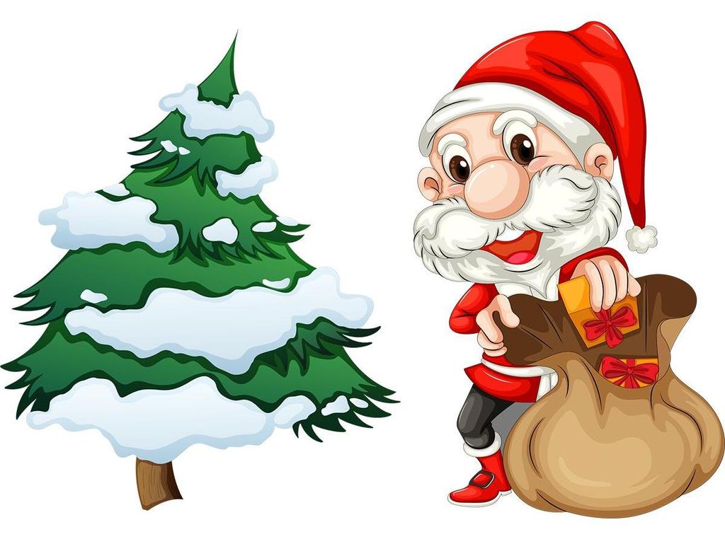Weihnachtsaufkleber: Weihnachtsmann und Weihnachtsbaum – Weihnachtsaufkleber – Festtagsdekoration – 110 x 160 cm