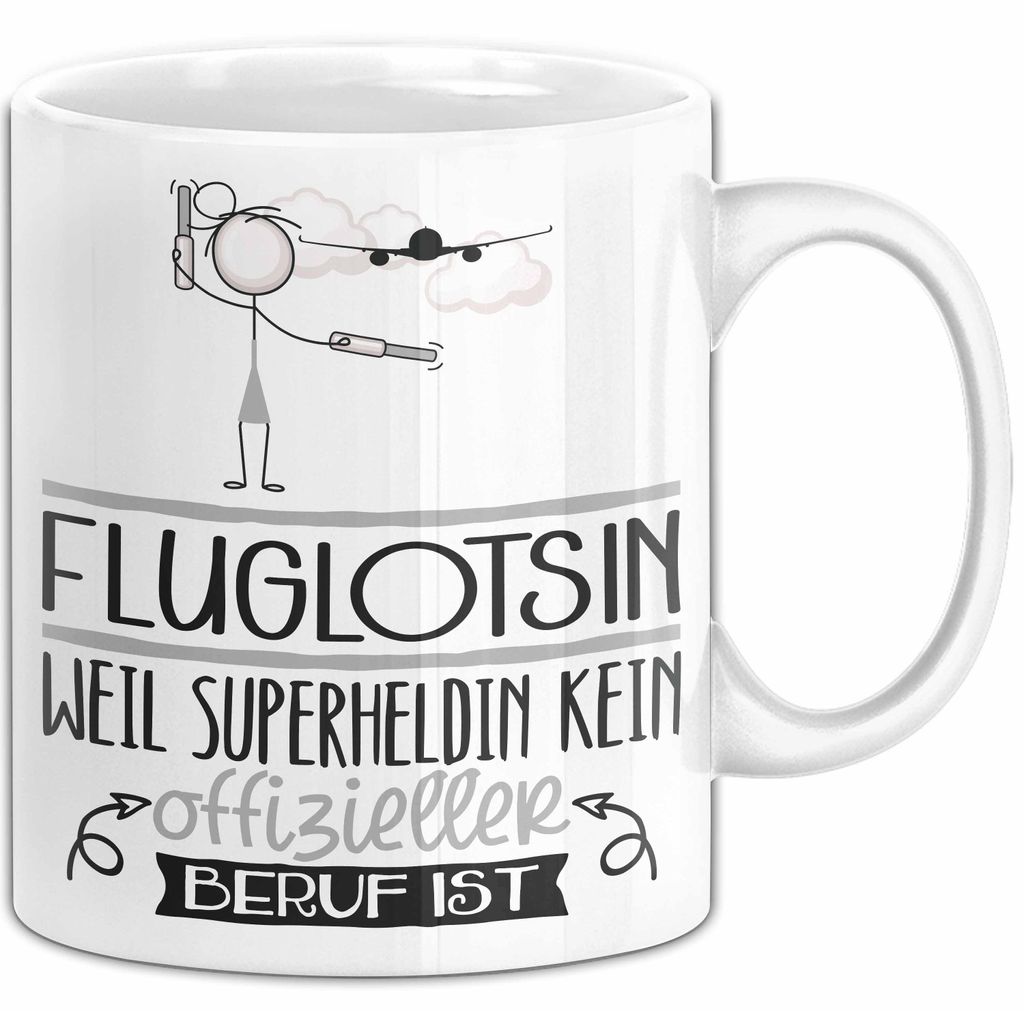 Fluglotsin Geschenk Tasse Lustiger Spruch Fluglotsin Weil Superheldin Kein Offizieller Beruf Ist Geschenkidee (Weiß)