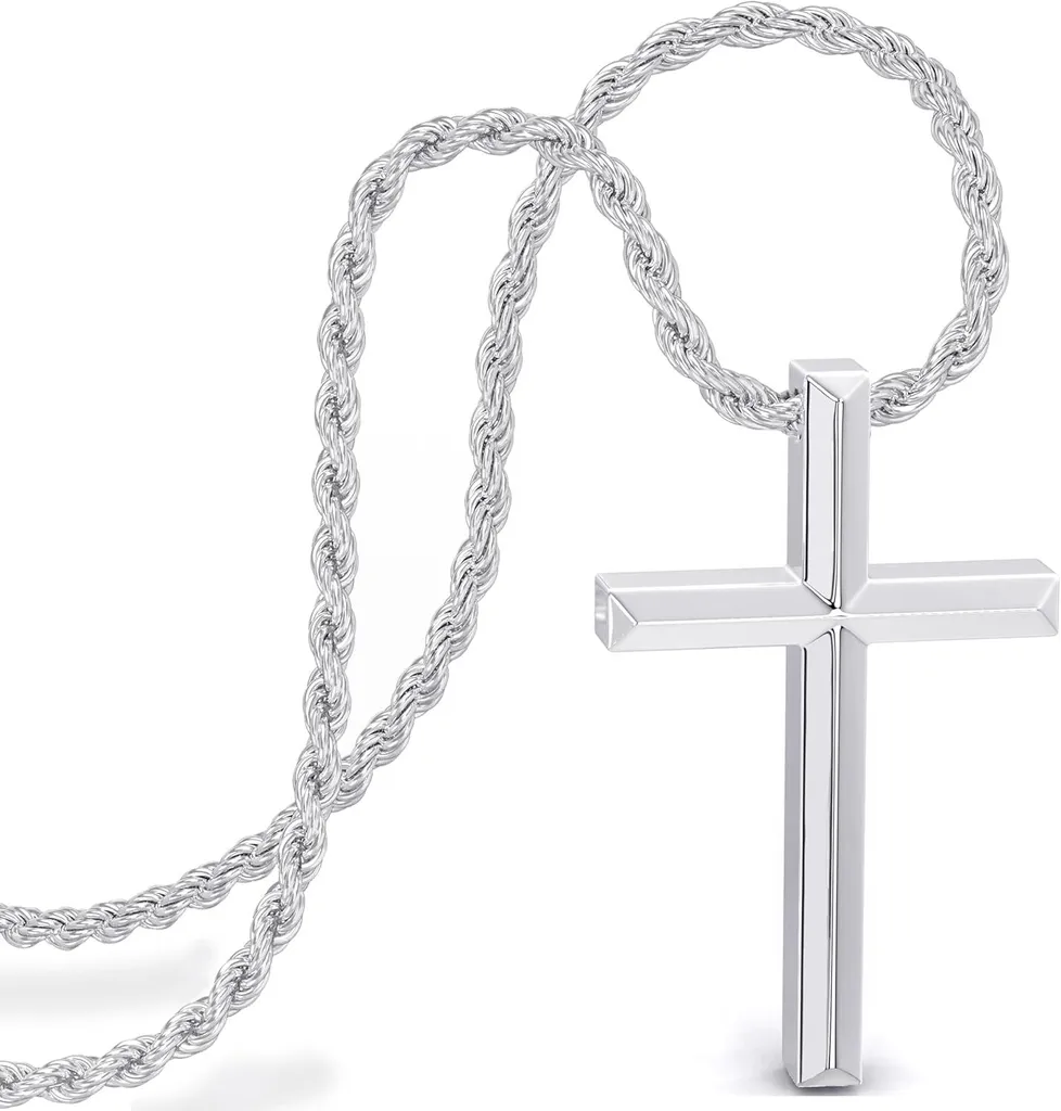 SERASAR Collana Premium da uomo [Divine] | Acciaio chirurgico 316L | Impermeabile | Catena robusta | Chiusura sicura | Colore argento, 60 cm | Scatola portagioie inclusa