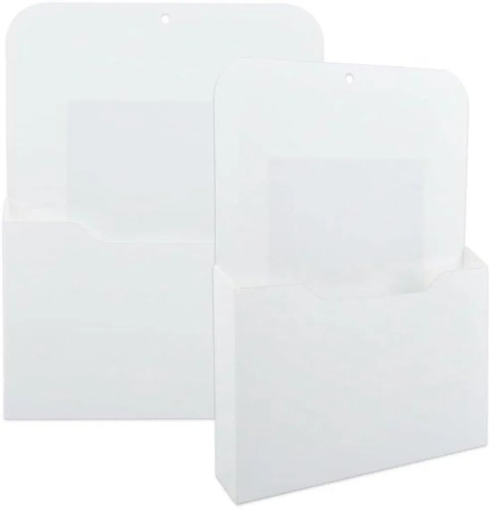 Lot de 2 Supports Muraux Magnétiques Blancs pour Documents et Bureau