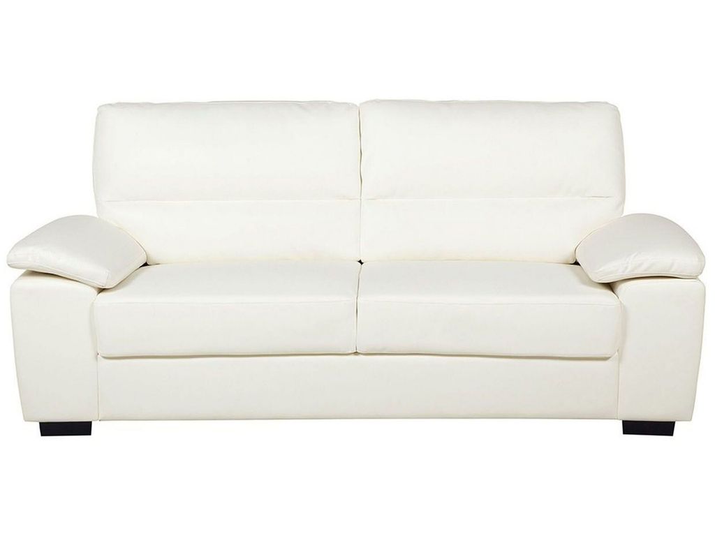 BELIANI 3-Sitzer Sofa Cremeweiß Kunstleder Breite Armlehnen Produktbild 