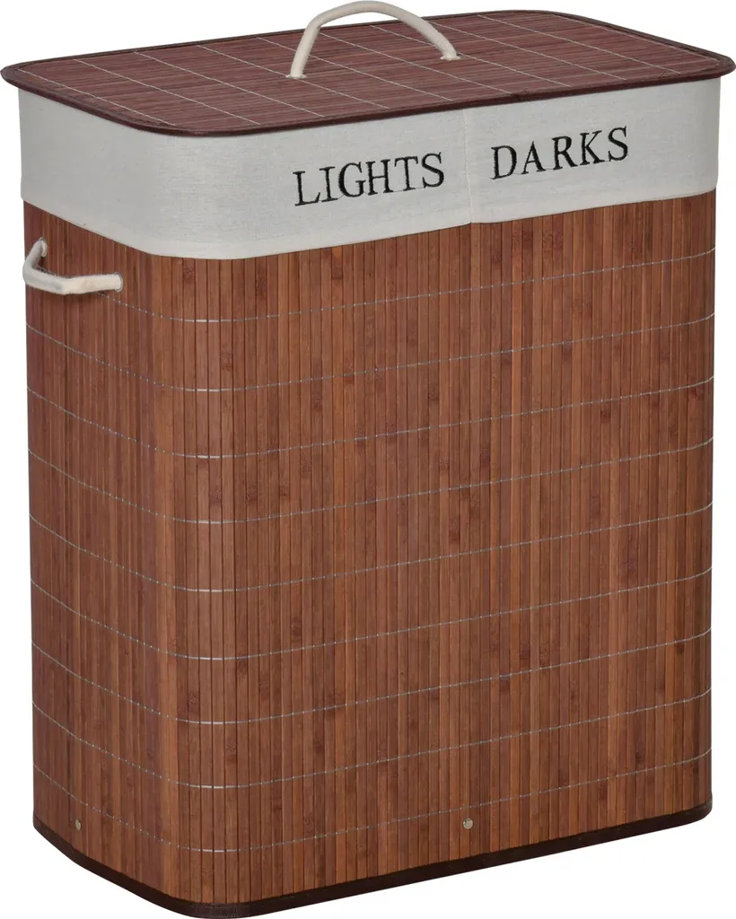 Coffre à Linge 100L en Bambou pour Famille - Rangement Linge 63cm Haut