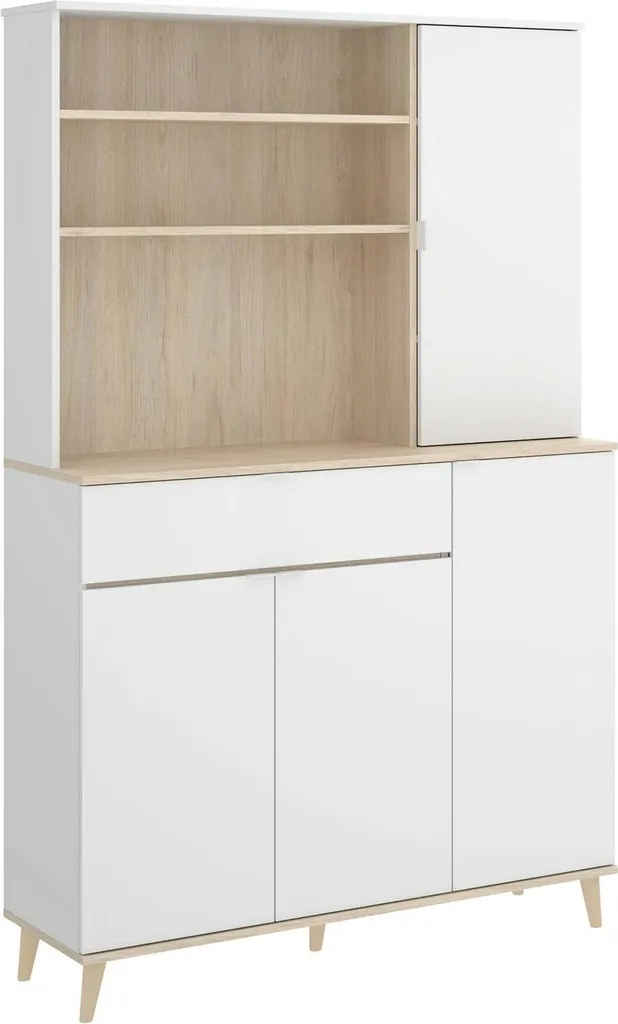 Buffet Vaisselier Haut Blanc 120cm Aeris - Meuble de Cuisine et Salon