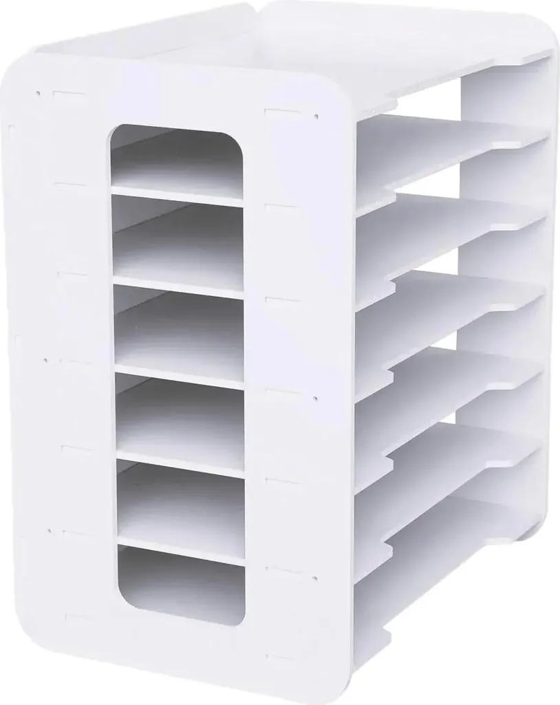 Rangement de bureau 7 compartiments PVC blanc robuste et facile à monter - 3