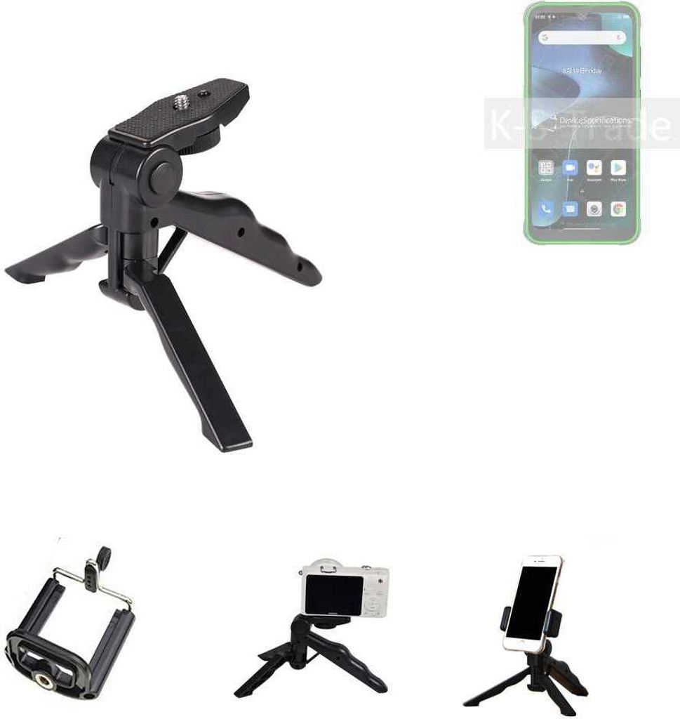 K-S-Trade Stativ Tisch-Ständer Dreibein Handy-Stativ Ständer kompatibel mit Blackview BV5200 Pro Mini-Stativ Smartphone Tripod Handy-Stativ aus