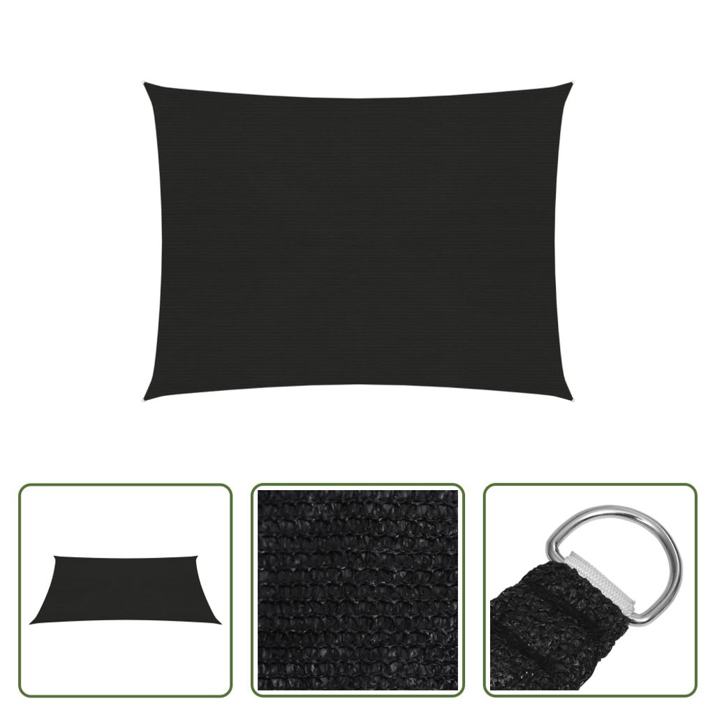 The Living Store Sonnensegel 160 g/m² Schwarz 3,5x4,5 m Produktbild 