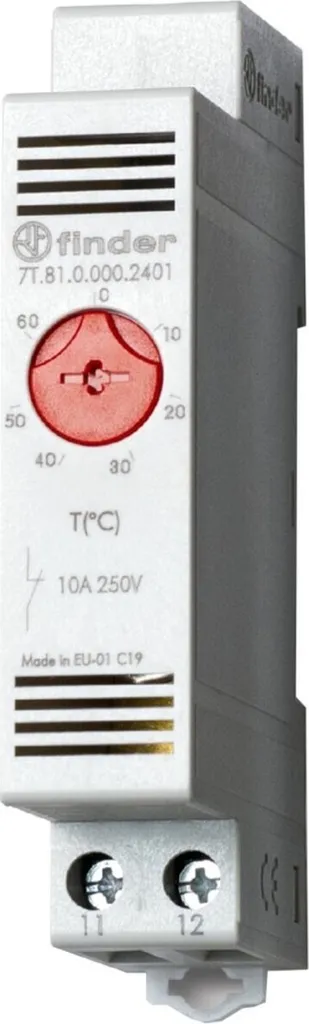Thermostat de boîtier rail DIN -20/+40°C 1NC 10A pour coffret Finder