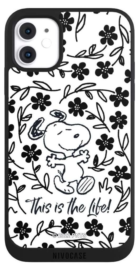 NIVOCASE Handyhülle für Apple iPhone 11 Hülle NIVOpure Case Schwarz Blumen Peanuts Snoopy
