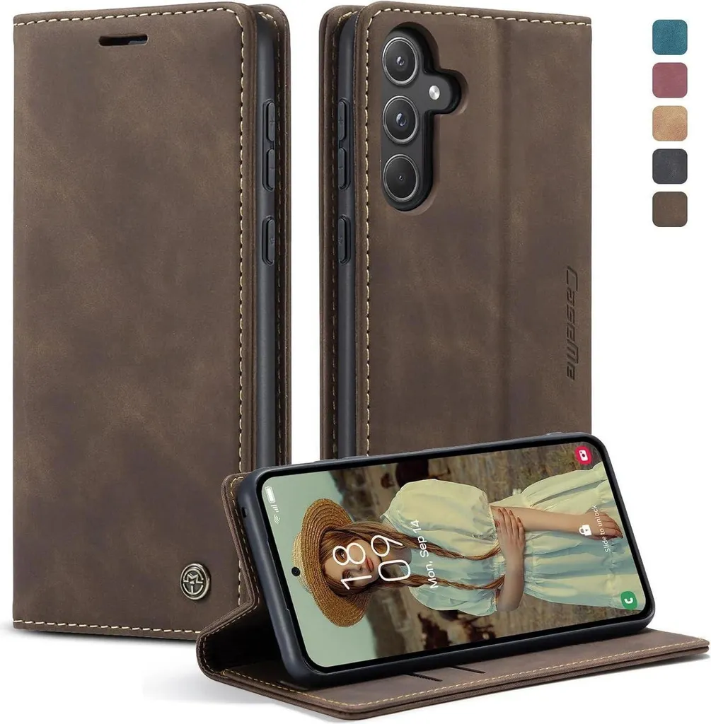 Cover Samsung A55 5G KZB Antiurto Pelle Caffè - Flip Wallet
