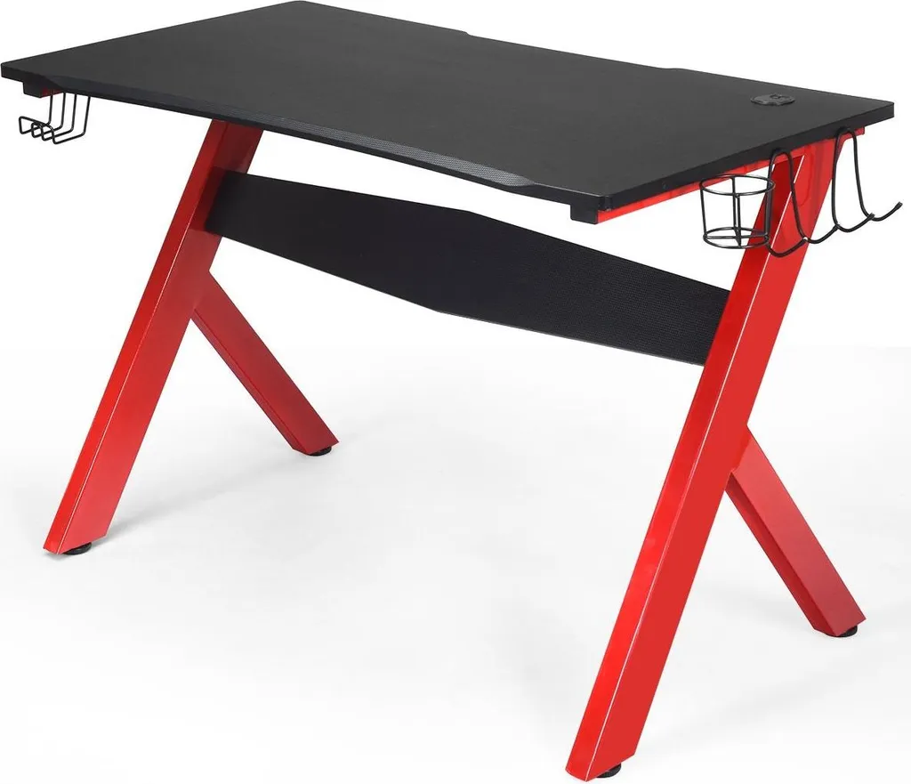 Table de Jeu Ergonomique 120cm avec Porte-Gobelet et Support Casque