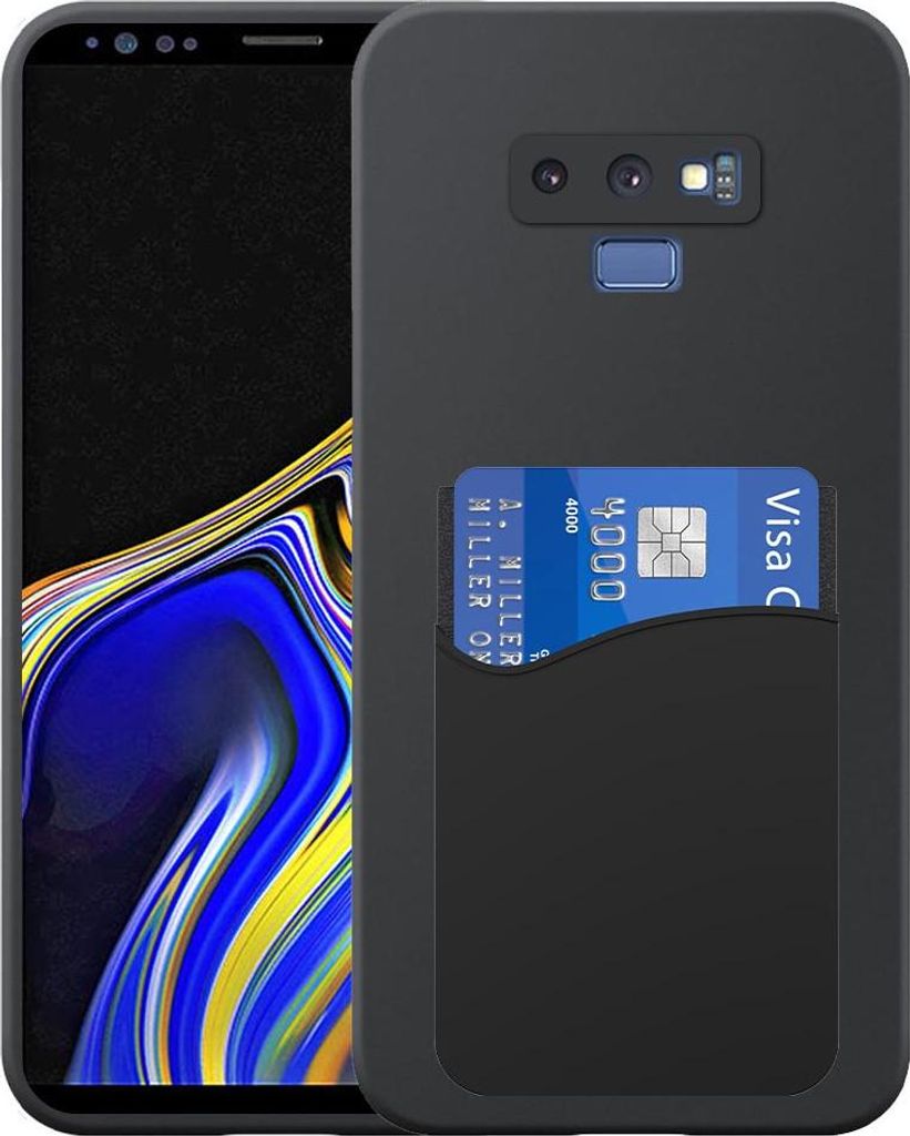 Geeignet für Samsung Galaxy Note 9 Phone Case mit Silikon-Kartenhalter - Flexible Back Cover Case Silikon TPU mit Silikon Cardslot - Schwarz - Sma...