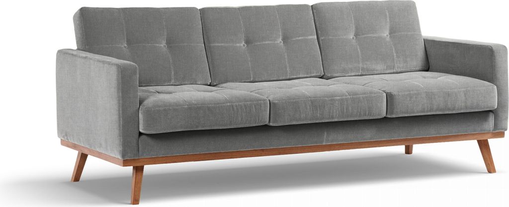Fern Dreisitzer Sofa mit Schlaffunktion 230cm, Modernes Sofa auf Holzbeinen, Ausziehbare Couch, Skandinavischer Stil