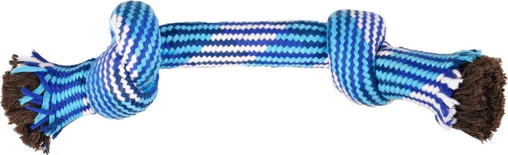 Flamingo Hundespielzeug Joe Seil mit 2 Knoten Baumwolle blau/weiß, Größe: L
