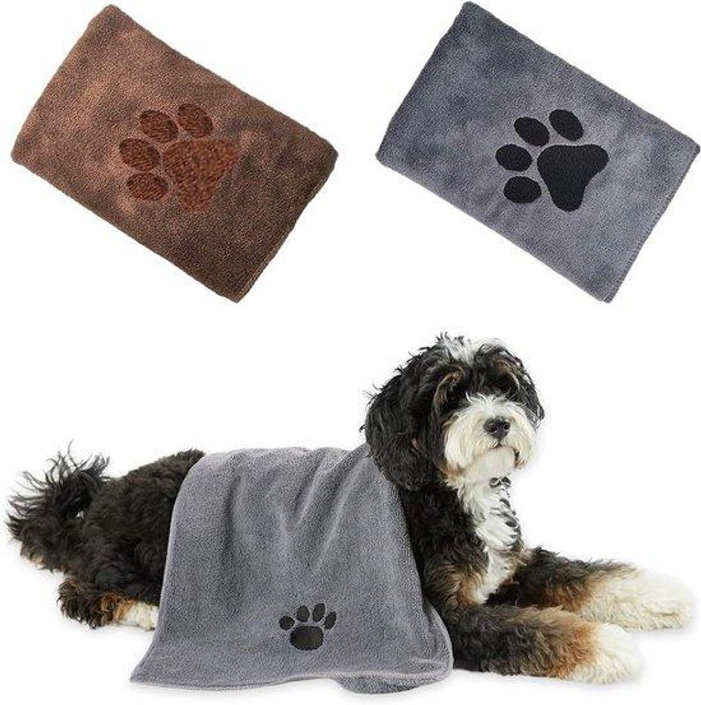 Hundetuch extra absorbent 2 Stück - Hunde- und Katzenartikel - Schnell trocknende Microfaser-Tücher - Maschinenspülbar