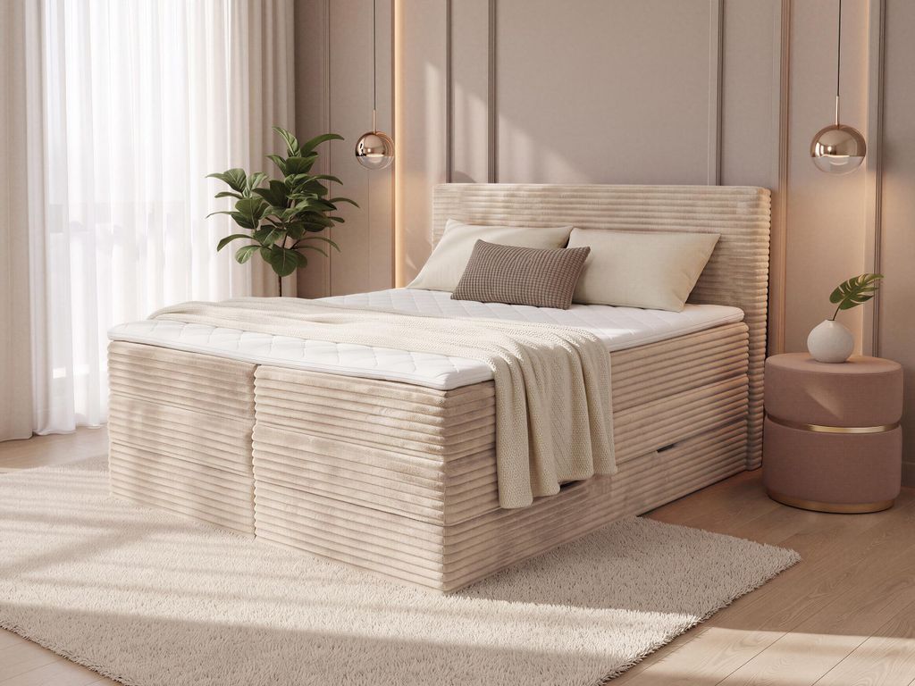 Boxspringbett Mollo XL mit 2 Bettkästen und Topper, mit Produktbild 