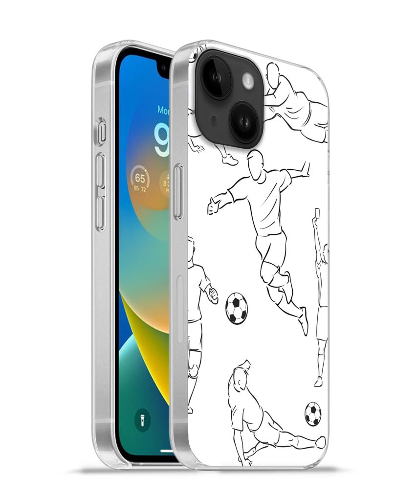 MuchoWow Handyhülle Schutzhülle Hülle für Apple iPhone 14 - Softcase Eine Illustration von Spielern in verschiedenen Positionen - Junge - Mä...