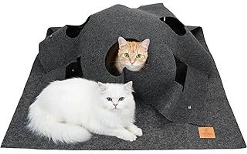 Tappeto per gatti, 100x100 cm Tappeto gioco per gatti con bottoni a pressione – Giocattolo interattivo intelligente e tappeto da fiuto per intrattenere il gatto – Stimola l'istinto di caccia e l'indipendenza, lavabile in lavatrice