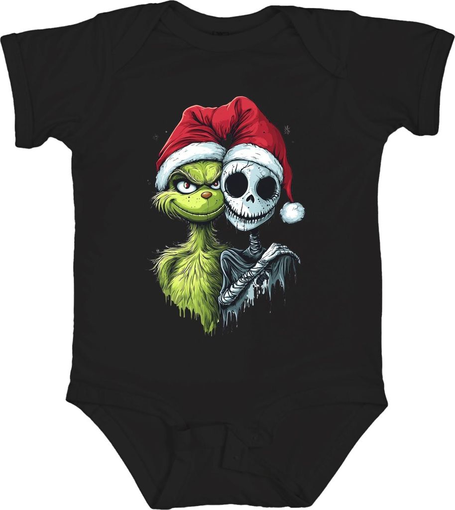 Grinch Jack Skellington Weihnachten Totenkopf gruselig Gothic Unisex Baby Body, Schwarz, 12/18