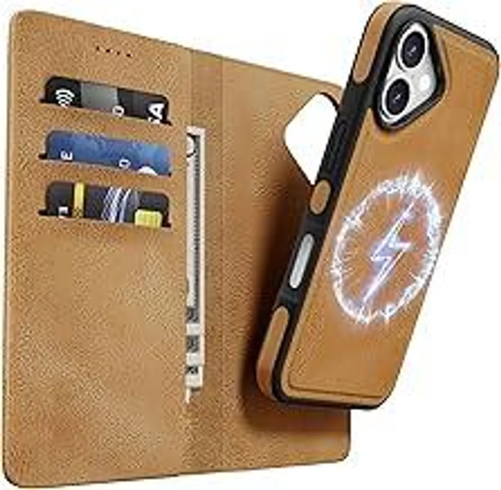 Custodia iPhone 17 2 in 1 Marrone - Portafoglio Magnetico Staccabile Eco-Cuoio
