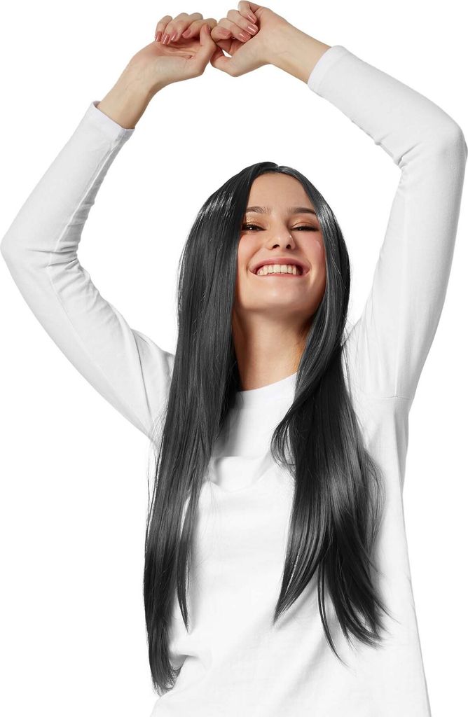 Perücke Lange Haare glatt - schwarz Produktbild 