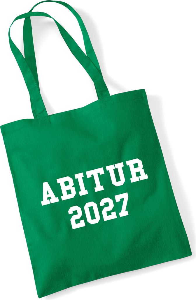 Huuraa Jutebeutel Abitur 2027 ABI 10 Liter Kelly Green Baumwolle Tasche Geschenkidee