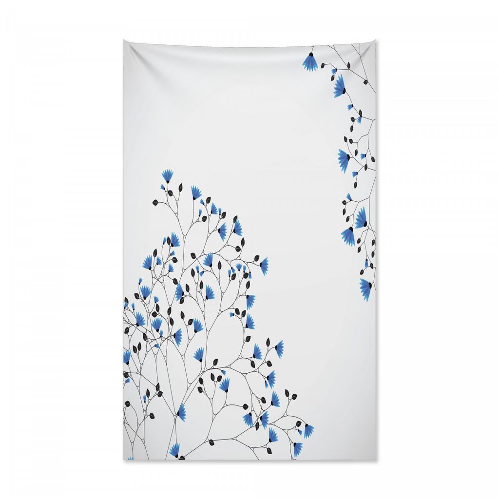 Abakuhaus Vintage Blue Wandteppich und Tagesdecke, Anemone Blanda aus Weiches Mikrofaser Stoff Kein Verblassen Klare Farben Waschbar, 140 x 230 cm,...