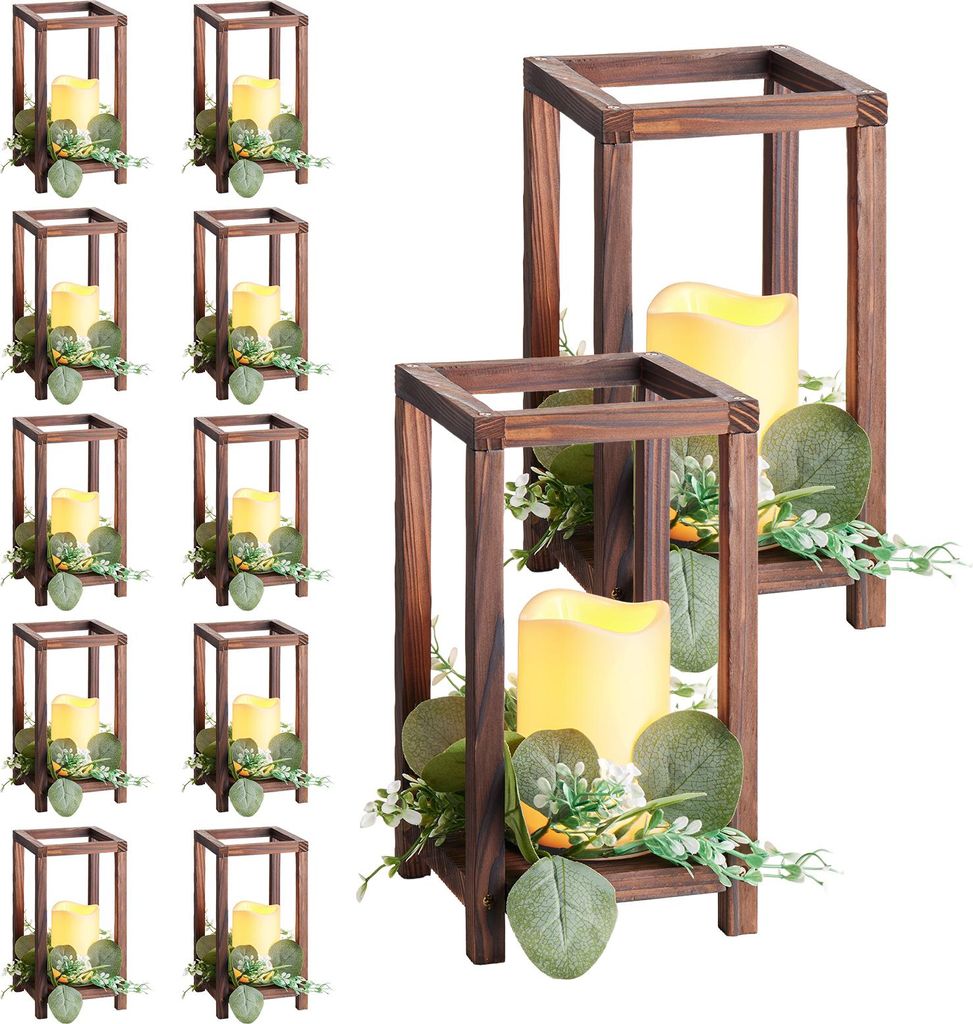 SucceBuy 12er-Set Holzlaternen mit Kerzenhaltern, Produktbild 