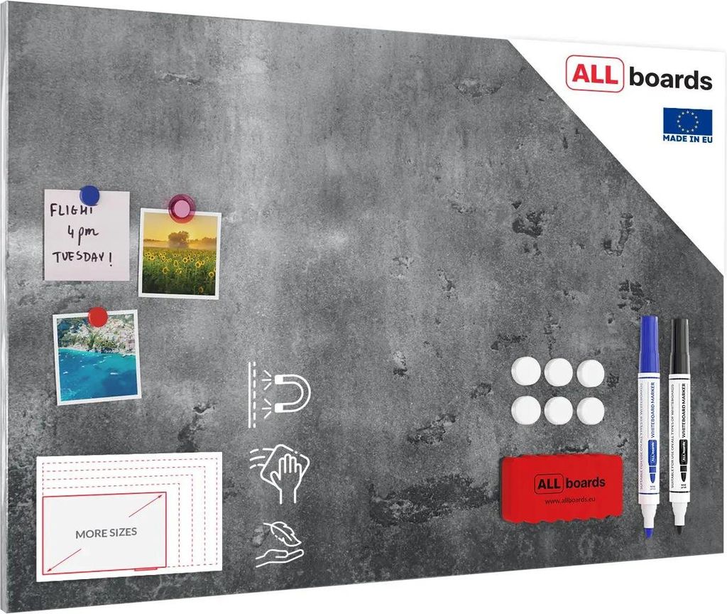 Lavagna magnetica in acciaio CEMENTO 90x60 cm MetalBoards Immagine del prodotto 