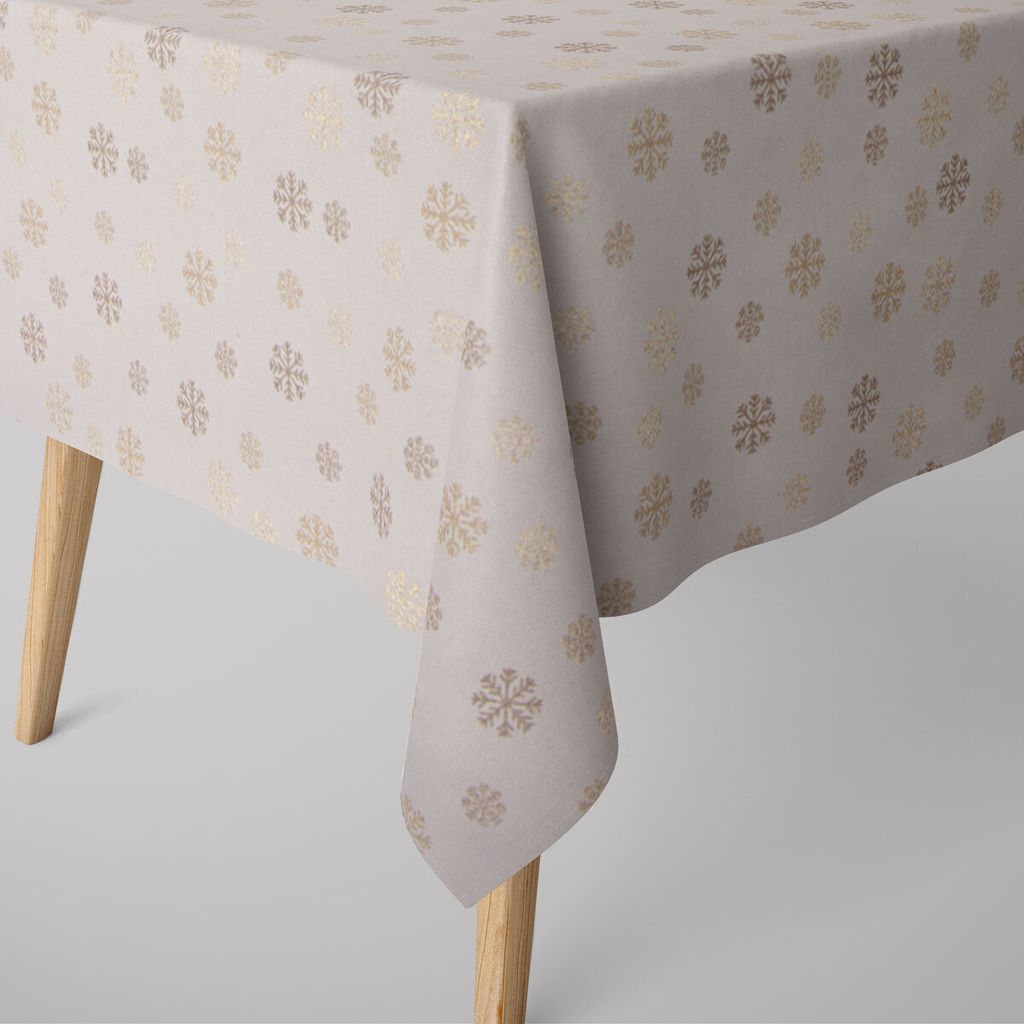 SCHÖNER LEBEN. Tischdecke Schneeflocken beige gold eckig Größe 130x260cm