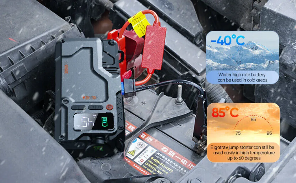 Eigotrav BOX12 banca di potenza per l'avviamento di salto dell'auto con compressore d'aria, 150PSI 6000A corrente di picco banca di potenza per l'avviamento di salto per 8.5L benzina e 7.0L motore diesel - 15