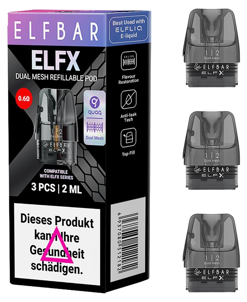 ElfX Pod 0,6 Ohm (pack de 3) - Pod vide à remplir - 2ml Image du produit 